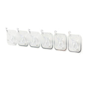 6PCS Acrylic Adhesive Hook Wall Mount Traceless Drilling Free Strong Bearing Capacity for Kitchen Bathroom White