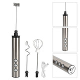 Stainless Steel Milk Frother USB Charging Handheld Electric Egg Beater for Home Kitchen