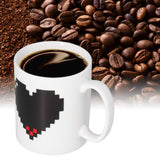 Ceramic Cup Heart Pattern Heat Sensitive Changing Color Mug for Home Office Restaurant Bar Use