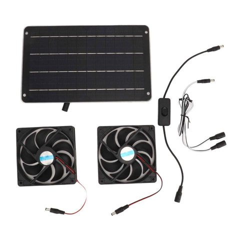 20W Solar Panel Fan Kit Heat Dissipation Ventilation Solar Powered Dual Fan with Switch for Chicken House Greenhouse Dog House In Australia - Darrahopens