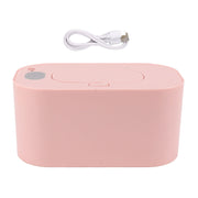 Wipe Warmer Wet Wipe Dispenser USB Powered Constant Temperature Large Capacity with Display Wipe Heater for Infants Pink