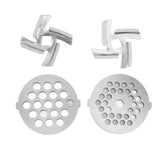 Stainless Steel Meat Grinder Plate Discs Grinding Blades for Food Grinder Attachment 2 Sharp Blades 2 Cutting Plates