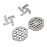 Stainless Steel Meat Grinder Plate Discs Grinding Blades for Food Grinder Attachment 2 Sharp Blades 2 Cutting Plates