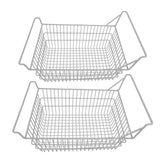 2pcs Freezer Baskets for Chest Freezer Household Wire Storage Basket Bins Organizer with High Low Handles for Kitchen Pantry Cabinet 50x24cm / 19.7x9.4in