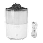 Essential Oil Diffuser Humidifier Simulation Volcano 200ml with Colorful Light Low Noise Desktop Humidifier for Home Bedroom Office White In Australia - Darrahopens