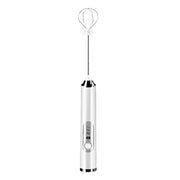 Electric Egg Frother Multifunctional Cordless Handheld Milk Frother for Household Kitchen Baking Coffee White