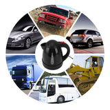 250W Portable Car Electric Kettle with Cigarette Lighter Road Trip 24V Truck Heated Water Tea Coffee Kettle Auto Shut Off 1000ml Black