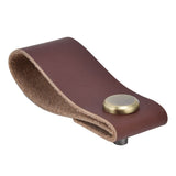 Artificial Leather Luggage Handle Modern Single Hole Concealed Cabinet Pull for Door WardrobeDark Brown