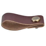 Artificial Leather Luggage Handle Modern Single Hole Concealed Cabinet Pull for Door WardrobeDark Brown