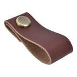 Artificial Leather Luggage Handle Modern Single Hole Concealed Cabinet Pull for Door WardrobeDark Brown