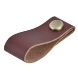 Artificial Leather Luggage Handle Modern Single Hole Concealed Cabinet Pull for Door WardrobeDark Brown