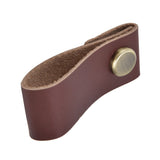 Artificial Leather Luggage Handle Modern Single Hole Concealed Cabinet Pull for Door WardrobeDark Brown