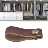 Artificial Leather Luggage Handle Modern Single Hole Concealed Cabinet Pull for Door WardrobeDark Brown In Australia - Darrahopens