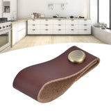Artificial Leather Luggage Handle Modern Single Hole Concealed Cabinet Pull for Door WardrobeDark Brown