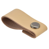 Artificial Leather Luggage Handle Modern Single Hole Concealed Cabinet Pull for Door WardrobeLight Brown