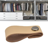 Artificial Leather Luggage Handle Modern Single Hole Concealed Cabinet Pull for Door WardrobeLight Brown
