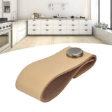 Artificial Leather Luggage Handle Modern Single Hole Concealed Cabinet Pull for Door WardrobeLight Brown