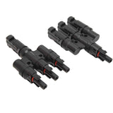 PV Solar Branch Connectors 1 to 3 Waterproof High Current Carrying Capacity Solar Panel T Branch Connector for Parallel Connection
