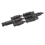 PV Solar Branch Connectors 1 to 3 Waterproof High Current Carrying Capacity Solar Panel T Branch Connector for Parallel Connection