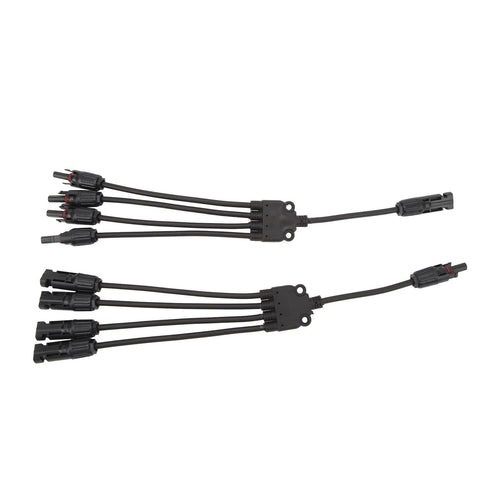 Solar Connectors 1 to 4 Y Branch Parallel Adapter Cable Wire Plug Tool Kit for Solar Panel