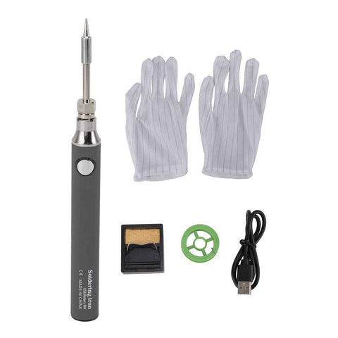 Soldering Iron Kit Cordless Electronic Welding Pen USB Rechargeable Adjustable Temperature Fast Heating Welding Tool for Wire DIY Grey In Australia - Darrahopens