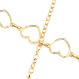 Waist Chain Belt Metal Shiny Rhinestones Golden Love No Allergies All Match Gold Chain Belt for Shorts Suits Shirts Dresses