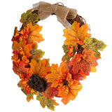 Artificial Fall Wreath Door Hanging Maple Leaf Wreath Garland Home Festival Decoration