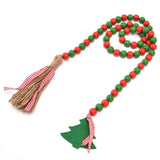 Wood Bead Garland Christmas Tree Tassel Wooden Bead Ornaments for Home Festival Decoration(Red Green ) In Australia - Darrahopens