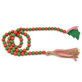 Wood Bead Garland Christmas Tree Tassel Wooden Bead Ornaments for Home Festival Decoration(Red Green ) In Australia - Darrahopens