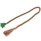 Wood Bead Garland Christmas Tree Tassel Wooden Bead Ornaments for Home Festival Decoration(Red Green ) In Australia - Darrahopens