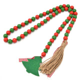 Wood Bead Garland Christmas Tree Tassel Wooden Bead Ornaments for Home Festival Decoration(Red Green ) In Australia - Darrahopens