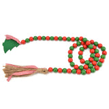 Wood Bead Garland Christmas Tree Tassel Wooden Bead Ornaments for Home Festival Decoration(Red Green )