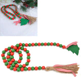 Wood Bead Garland Christmas Tree Tassel Wooden Bead Ornaments for Home Festival Decoration(Red Green )