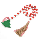 Wood Bead Garland Christmas Tree Tassel Wooden Bead Ornaments for Home Festival Decoration(Red White ) In Australia - Darrahopens