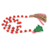 Wood Bead Garland Christmas Tree Tassel Wooden Bead Ornaments for Home Festival Decoration(Red White ) In Australia - Darrahopens
