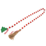Wood Bead Garland Christmas Tree Tassel Wooden Bead Ornaments for Home Festival Decoration(Red White ) In Australia - Darrahopens