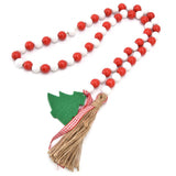 Wood Bead Garland Christmas Tree Tassel Wooden Bead Ornaments for Home Festival Decoration(Red White ) In Australia - Darrahopens