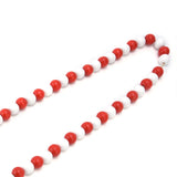 Wood Bead Garland Christmas Tree Tassel Wooden Bead Ornaments for Home Festival Decoration(Red White )