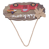 Wooden Welcome Sign with 12Pcs Interchangeable Seasonal Icons Wall Hanging Plaque for Front Door