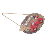 Wooden Welcome Sign with 12Pcs Interchangeable Seasonal Icons Wall Hanging Plaque for Front Door