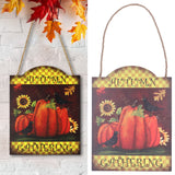 Pumpkin Turkey Pattern Wooden Hanging Board Sign with LED Light for Indoor Outdoor Thanksgiving