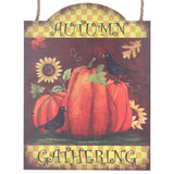 Pumpkin Turkey Pattern Wooden Hanging Board Sign with LED Light for Indoor Outdoor Thanksgiving
