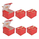 50Pcs Square Wedding Candy Box with Golden Ribbon Innovative Paperboard Box for Party AnniversaryL Red Gold Feather In Australia - Darrahopens