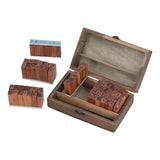 Wooden Rubber Stamp DIY Alphabet Number Symbols Stamp Set with Storage Box for Children