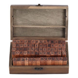 Wooden Rubber Stamp DIY Alphabet Number Symbols Stamp Set with Storage Box for Children