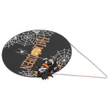 Halloween Spider Web Pattern Wooden Welcome Sign Decorative Hanging Board for Indoor OutdoorWith Bow In Australia - Darrahopens