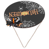 Halloween Spider Web Pattern Wooden Welcome Sign Decorative Hanging Board for Indoor OutdoorWith Bow In Australia - Darrahopens
