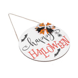 Spider Bat Design Wooden Welcome Sign Hanging Front Door Sign Board for Home FestivalWith Bowknot