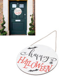 Spider Bat Design Wooden Welcome Sign Hanging Front Door Sign Board for Home FestivalWithout Bowknot