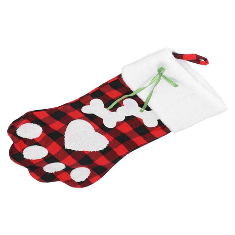 Paw Christmas Stockings Cute Dog Paw Hanging Christmas Stockings for Holiday Christmas DecorationsBlack and Red Plaid In Australia - Darrahopens
